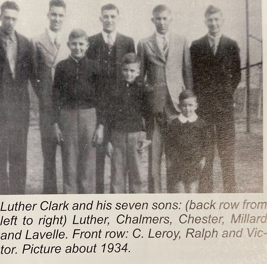 Luther Clark and his seven sons, in order by age